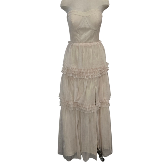 Revelry Cream Strapless Ruffle Dress - Picture 1 of 10